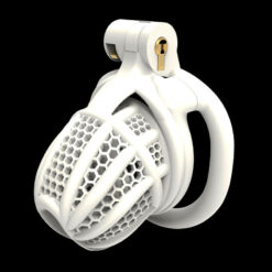 3D Printed Lattice Chastity Cage White With Flat Ring