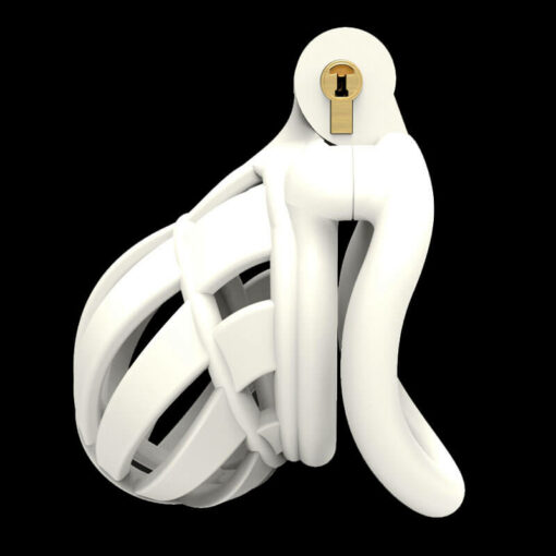 3D Printed Resin Birdcage Chastity Device White With Arc Ring