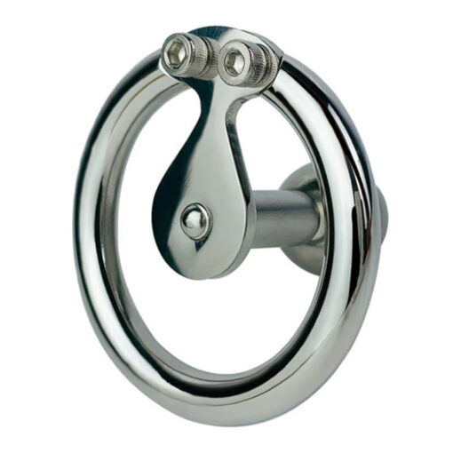 Double Screwed Negative Ball Inverted Steel Chastity Cage With Bar Front