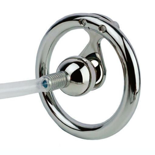 Double Screwed Negative Ball Inverted Steel Chastity Cage With Tube Back