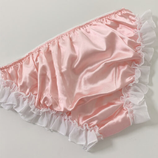 Frilly Ruffled Sissy Satin Panties Pink Red Back