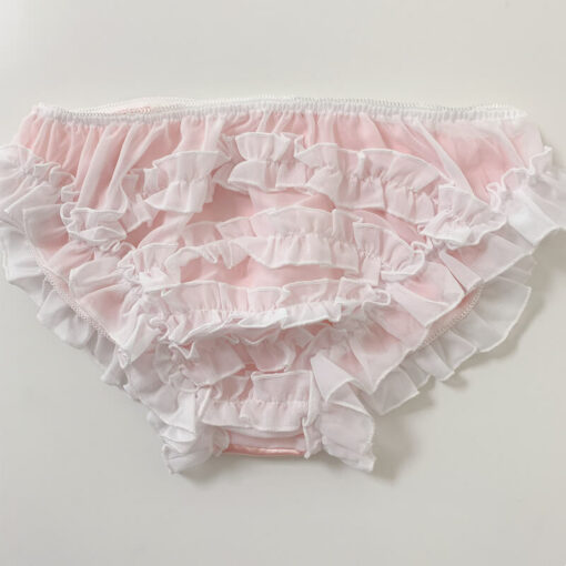 Frilly Ruffled Sissy Satin Panties Pink Red Front