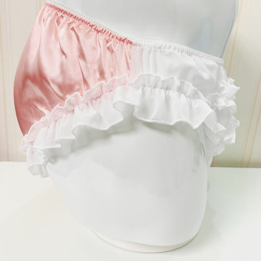 Frilly Ruffled Sissy Satin Panties Pink Red Side2