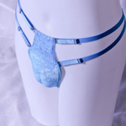 Lace Artificial Vagina Strap Panties Blue Side