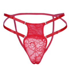 Lace Artificial Vagina Strap Panties Red
