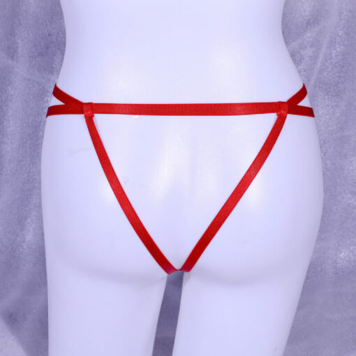 Lace Artificial Vagina Strap Panties Red Back