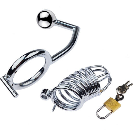 Male Chastity Bird Cage With Anal Hook Butt Plug Style1 Accessories