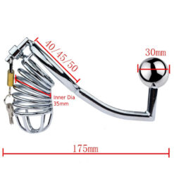 Male Chastity Bird Cage With Anal Hook Butt Plug Style1 Size