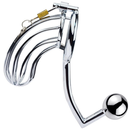 Male Chastity Bird Cage With Anal Hook Butt Plug Style2