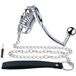 Male Chastity Bird Cage With Anal Hook Butt Plug Style3