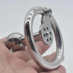 Negative Ball Inverted Steel Chastity Cage Ball And Bar In Hand1