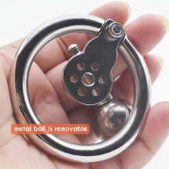 Negative Ball Inverted Steel Chastity Cage Ball And Bar In Hand2