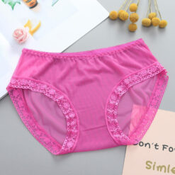 Sexy Sheer Nylon Sissy Bikini Panties Pink Flat