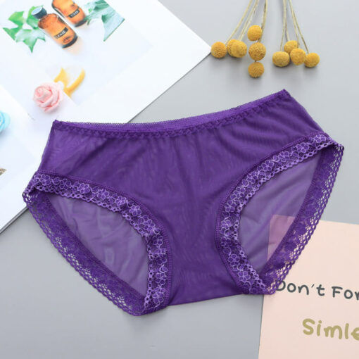 Sexy Sheer Nylon Sissy Bikini Panties Purple Flat