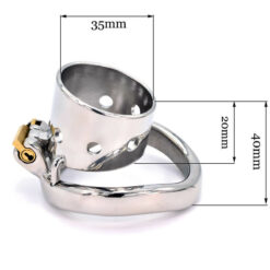 Short Open Ended Tube Chastity Cage With Curved Ring Size