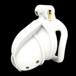 The Stegosaur Fully Enclosed 3D Printed Resin Chastity Cage White With Arc Ring
