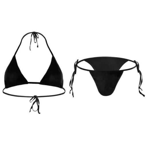Lace Up Bra And Panties For Men Black