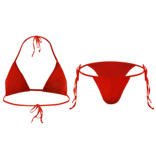 Lace Up Bra And Panties For Men Red