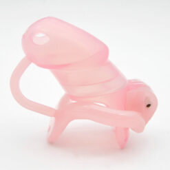 Soft Silicone Holy Trainer Sissy Chastity Cage Pink Left