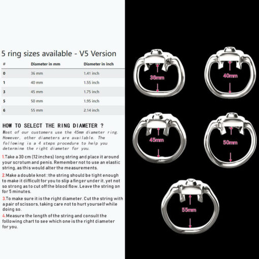 Steel Holy Trainer V5 Chastity Device Ring Size