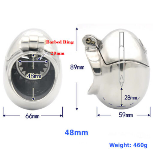 Anti Pullout Steel Egg Chastity Device With 48mm Ring