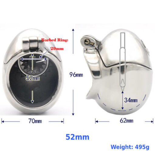 Anti Pullout Steel Egg Chastity Device With 52mm Ring