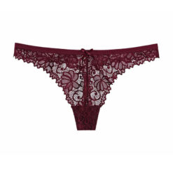 Full Lace Stretch Femboy Thong Wine Red