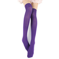 Thigh High Elastic Velvet Stockings Purple