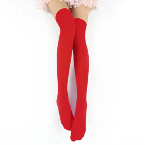 Thigh High Elastic Velvet Stockings Red