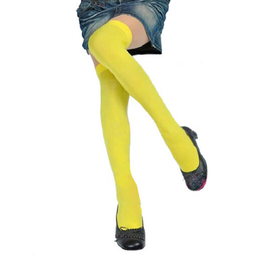 Thigh High Elastic Velvet Stockings Yellow