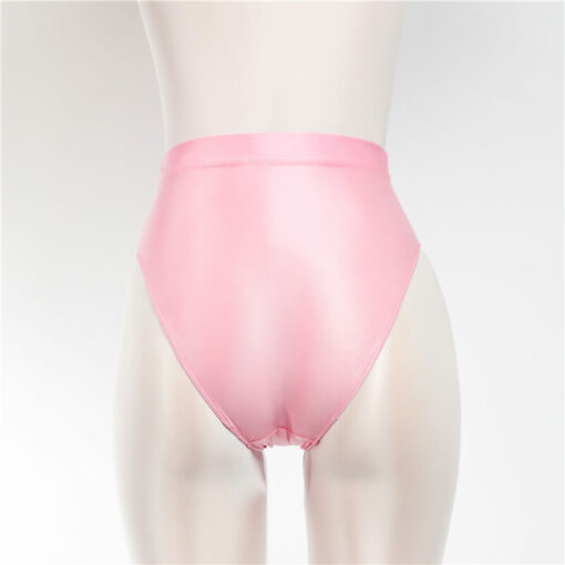 French Cut Silky Shiny Panties For Sissy Men Pink Back
