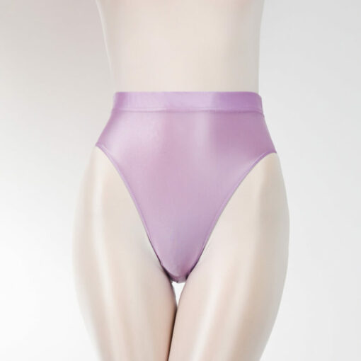 French Cut Silky Shiny Panties For Sissy Men Purple Front