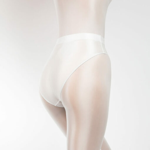 French Cut Silky Shiny Panties For Sissy Men White Side