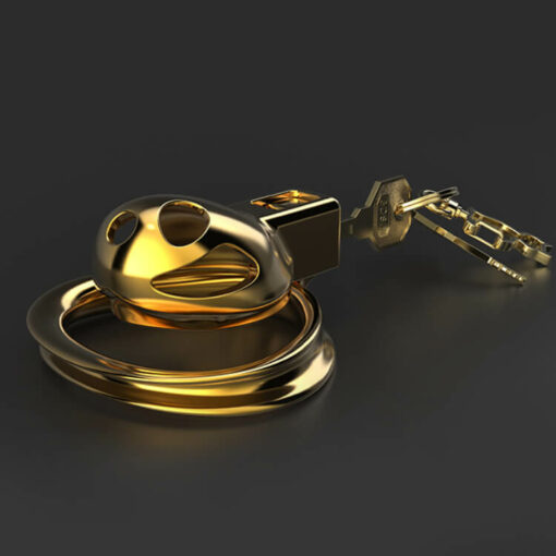 Gold Metal Micro Glans Penis Chastity Cage Top