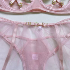 Luxurious Bandage Hollow Out Lingerie Set Pink Detail4