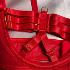Luxurious Bandage Hollow Out Lingerie Set Red Detail4