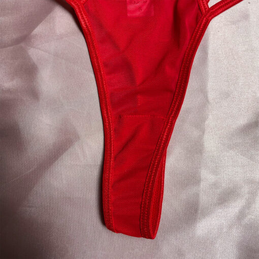 Luxurious Bandage Hollow Out Lingerie Set Red Detail6