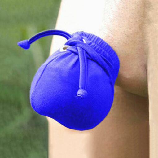 Modesty Cock Warmer Drawstring Penis Pouch Model Blue