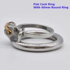 Steel Cock Ring Chastity Cage Flat Cock Ring With 40mm Round Ring