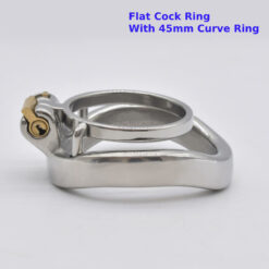 Steel Cock Ring Chastity Cage Flat Cock Ring With 45mm Curve Ring