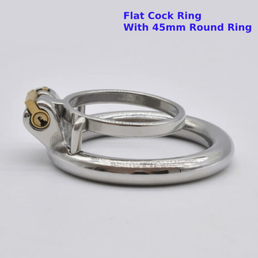 Steel Cock Ring Chastity Cage Flat Cock Ring With 45mm Round Ring