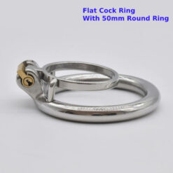 Steel Cock Ring Chastity Cage Flat Cock Ring With 50mm Round Ring