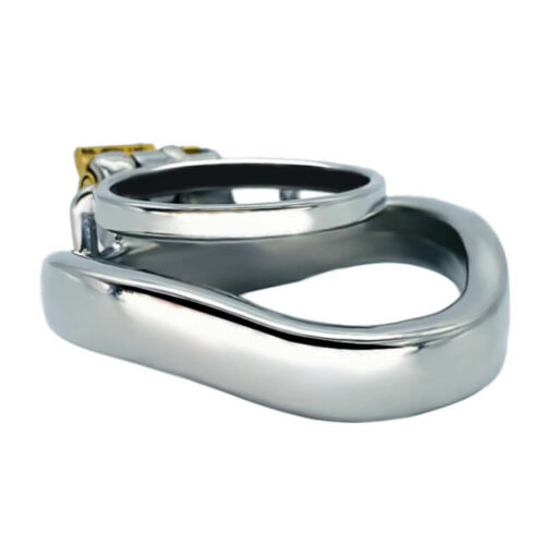 Steel Cock Ring Chastity Cage Flat Cock Ring With Curve Ring Side