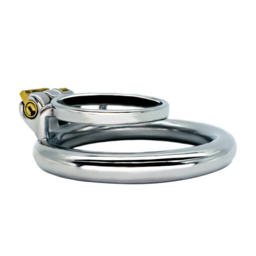 Steel Cock Ring Chastity Cage Flat Cock Ring With Round Ring Side