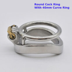 Steel Cock Ring Chastity Cage Round Cock Ring With 40mm Curve Ring
