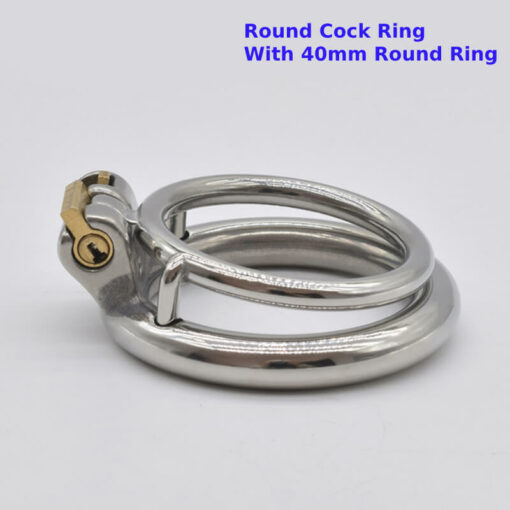 Steel Cock Ring Chastity Cage Round Cock Ring With 40mm Round Ring