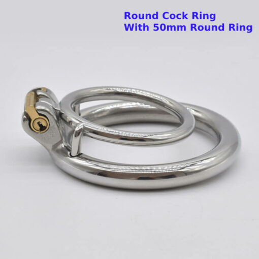 Steel Cock Ring Chastity Cage Round Cock Ring With 50mm Round Ring