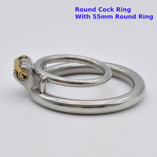 Steel Cock Ring Chastity Cage Round Cock Ring With 55mm Round Ring