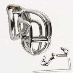 Steel Curved Chastity Device With Hinged Ring