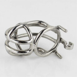 Steel Curved Chastity Device With Hinged Ring Cage Tube